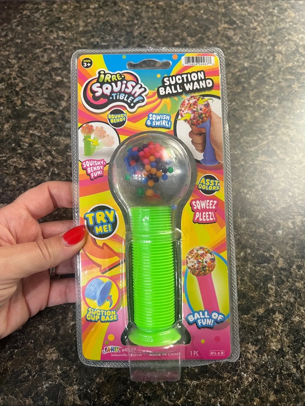 Irre-Squish Suction Ball Wand - Neon Green Sensory Toy